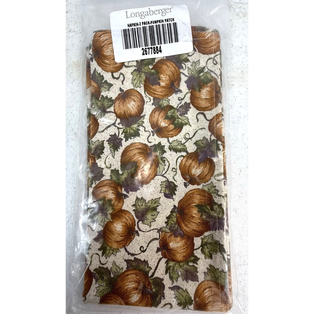 Longaberger Pumpkin Patch Napkins NEW in Package - Set of 2 - Fall Halloween